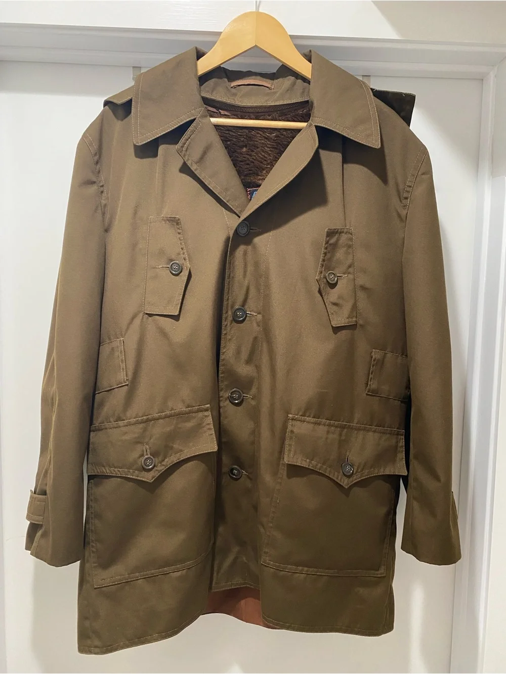 Vintage 80s Yugoslav Field Jacket Coat Makedonija Sport Lined Hooded Brown Sz 52